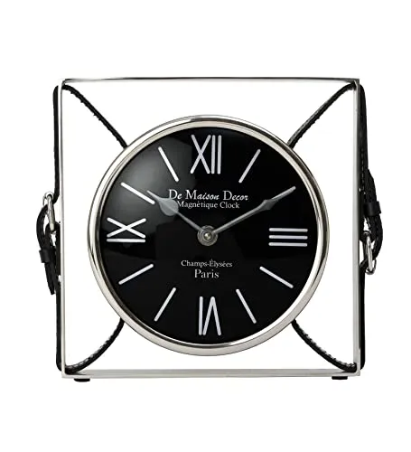 Decor de Maison Handcrafted Timeless Straps Silver Table Clock in Aluminium (Gold, Silver) Decorative Table Clock for Home Decor Office Table Living Room