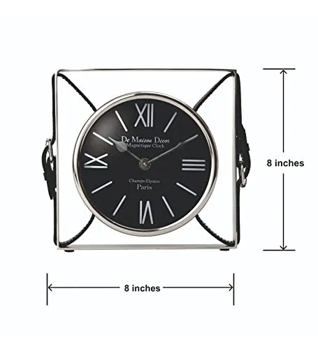 Decor de Maison Handcrafted Timeless Straps Silver Table Clock in Aluminium (Gold, Silver) Decorative Table Clock for Home Decor Office Table Living Room