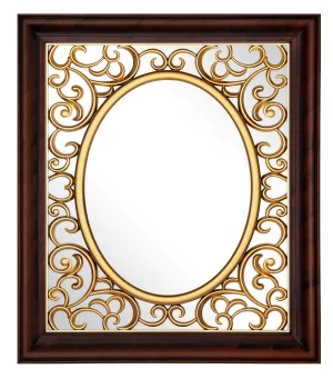 Decorative Rectangle Wall Mirror | Wall Mirror for Home Decor | Mirror Frame with Glass | Antique Wall Mirror (15Inch X 13.5Inch) (Golden)