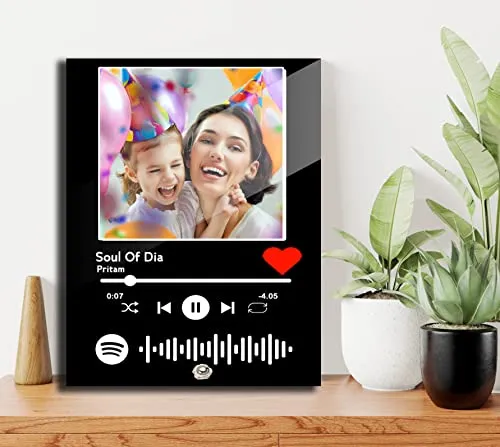 DON'T JUDGE ME Customized Photo and song Spotify Plaque With Steel Removable Stand | Frame with scannable code | Gift | Birthday | Anniversary (Colour-Black, Size-5 x 7 Inches)