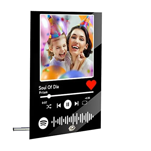 DON'T JUDGE ME Customized Photo and song Spotify Plaque With Steel Removable Stand | Frame with scannable code | Gift | Birthday | Anniversary (Colour-Black, Size-5 x 7 Inches)