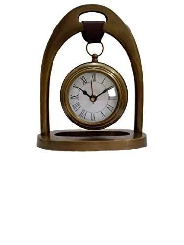 Dynamic Store Handmade Brass Table Top Clock Desk Clock Antique Style Roman Number Clock Decor Home Office Studio Dial Size 4Inch (Gold)