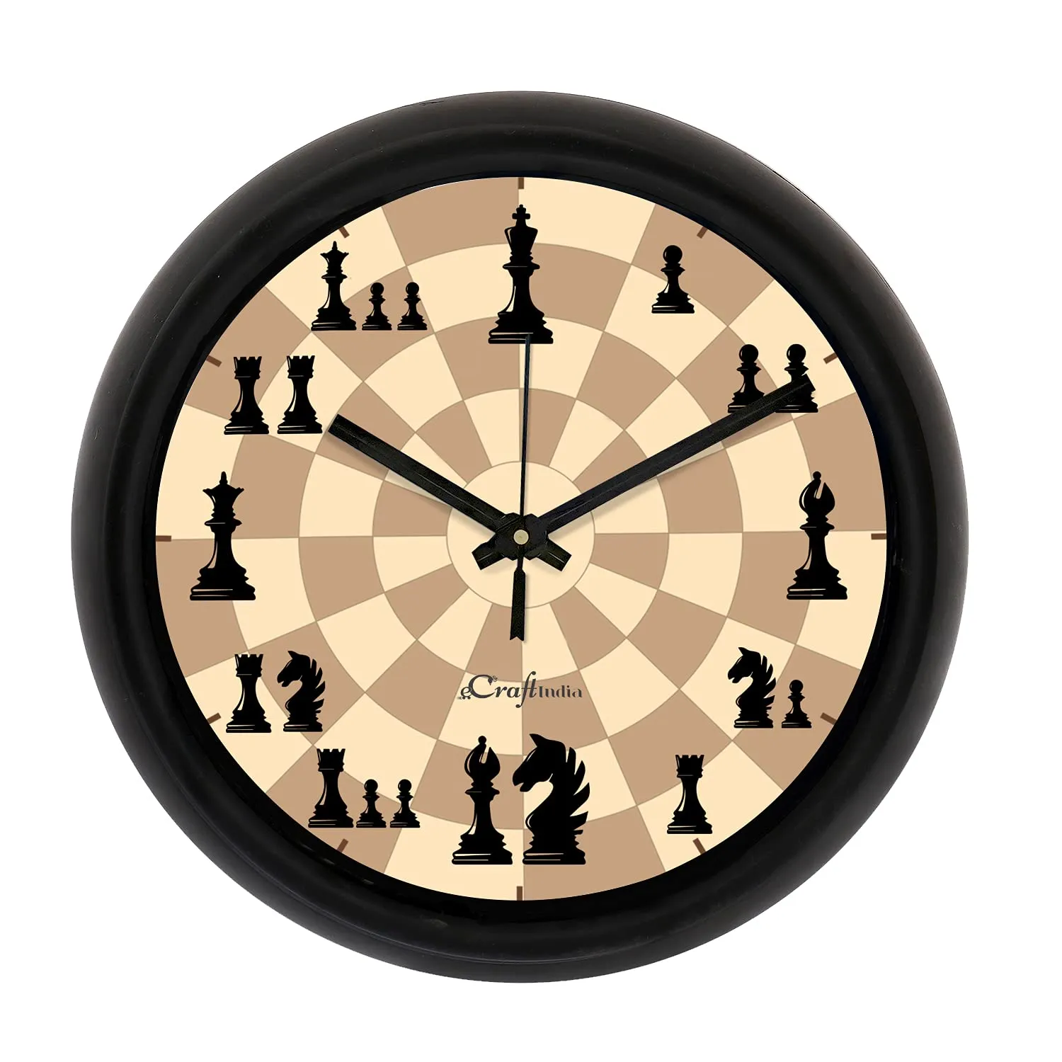 eCraftIndia Round Shape Plastic Chess Game Theme Analog Designer Wall Clock for Home, Living Room, Bedroom, Office, School, Classroom Decor - Ideal Gift for Chess Lovers, Students