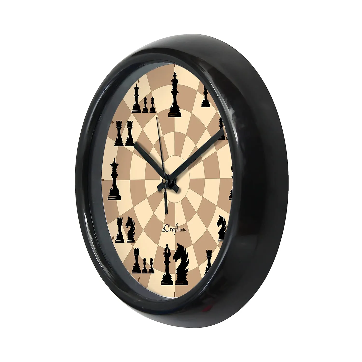 eCraftIndia Round Shape Plastic Chess Game Theme Analog Designer Wall Clock for Home, Living Room, Bedroom, Office, School, Classroom Decor - Ideal Gift for Chess Lovers, Students