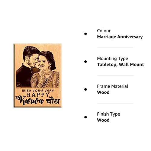 Engrave India Marriage Wedding Anniversary Gift Idea Personalized Engraved Photo Frame For Parents | Wife | Husband (7X4, Marriage Anniversary)