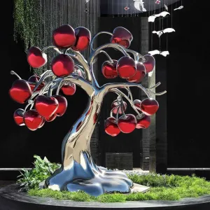 FINEST Modern Stainless Steel Apple Tree Sculpture FS-057