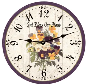 Floral Kitchen Clock- Handcrafted Pansy Clock