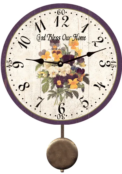 Floral Kitchen Clock- Handcrafted Pansy Clock