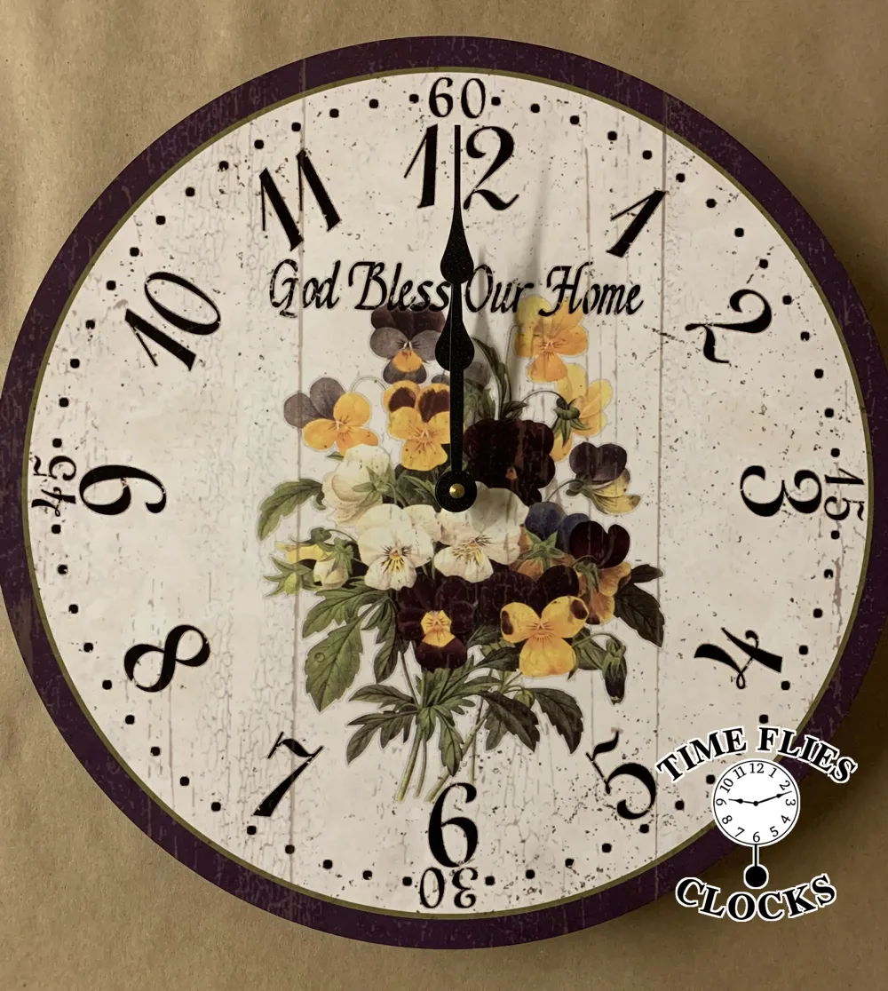 Floral Kitchen Clock- Handcrafted Pansy Clock