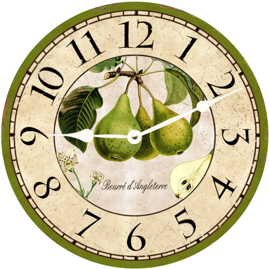 French Pears Clock- Green Pears Kitchen Clock