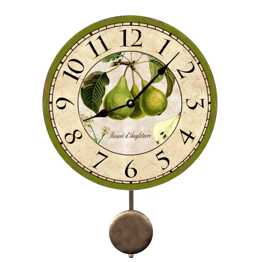 French Pears Clock- Green Pears Kitchen Clock