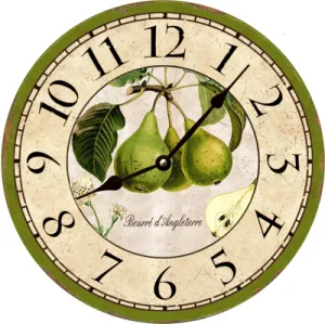 French Pears Clock- Green Pears Kitchen Clock