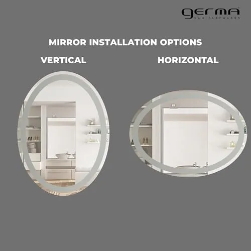 Germa Sanitarywares Oval Shape Frosted Wall Mounted Frameless Mirror with Beveled Edges/Wall Mirror for Bathroom/Living Room/Bed Room/Dressing Room (18x24inch)