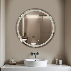 Germa Sanitarywares Round Frosted Wall Mounted Frameless Mirror with Beveled Edges/Wall Mirror for Bathroom/Living Room/Bed Room/Dressing Room (24x24inch)