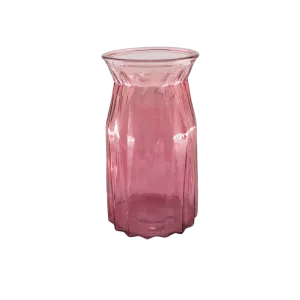 GLASS VASE PINK 10X11X20CM