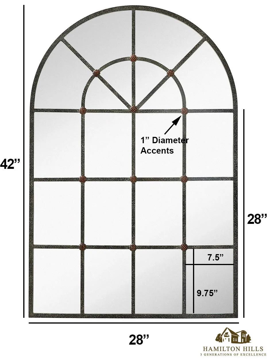 Hamilton Hills Metal Arched Window Mirror Large Wall Mirrors Decorative Piece and Arch