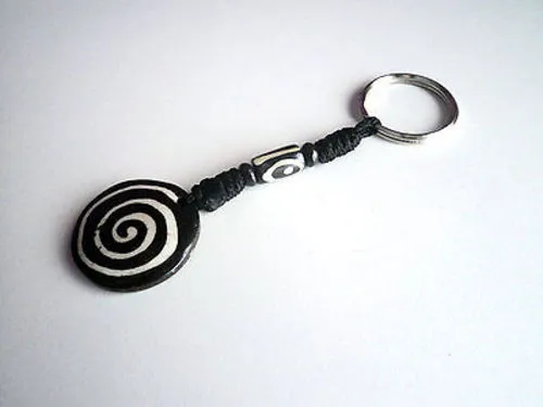 Hand Carved Spiral Bone Keychains