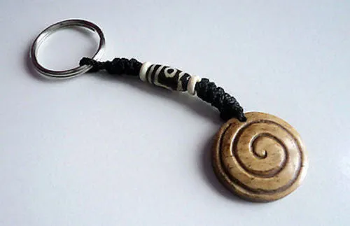 Hand Carved Spiral Bone Keychains