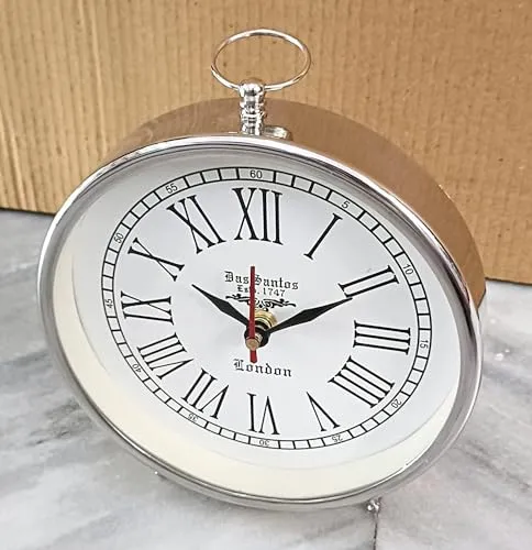 Handmade Table Top Clock Desk Clock Nautical Stayle Roman Number Beautiful Table Clock| Hanging Table Clock| Home & Office Bed Room Studio Decoration | 6 inch White