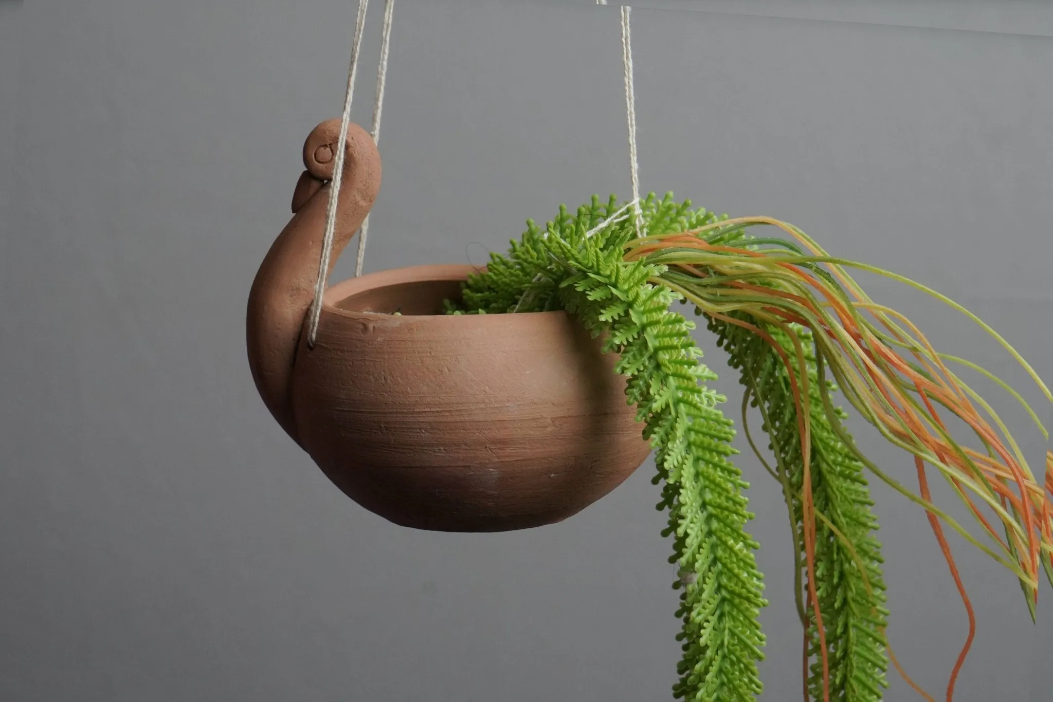 Handmade Terracotta Hanging Planter Duck