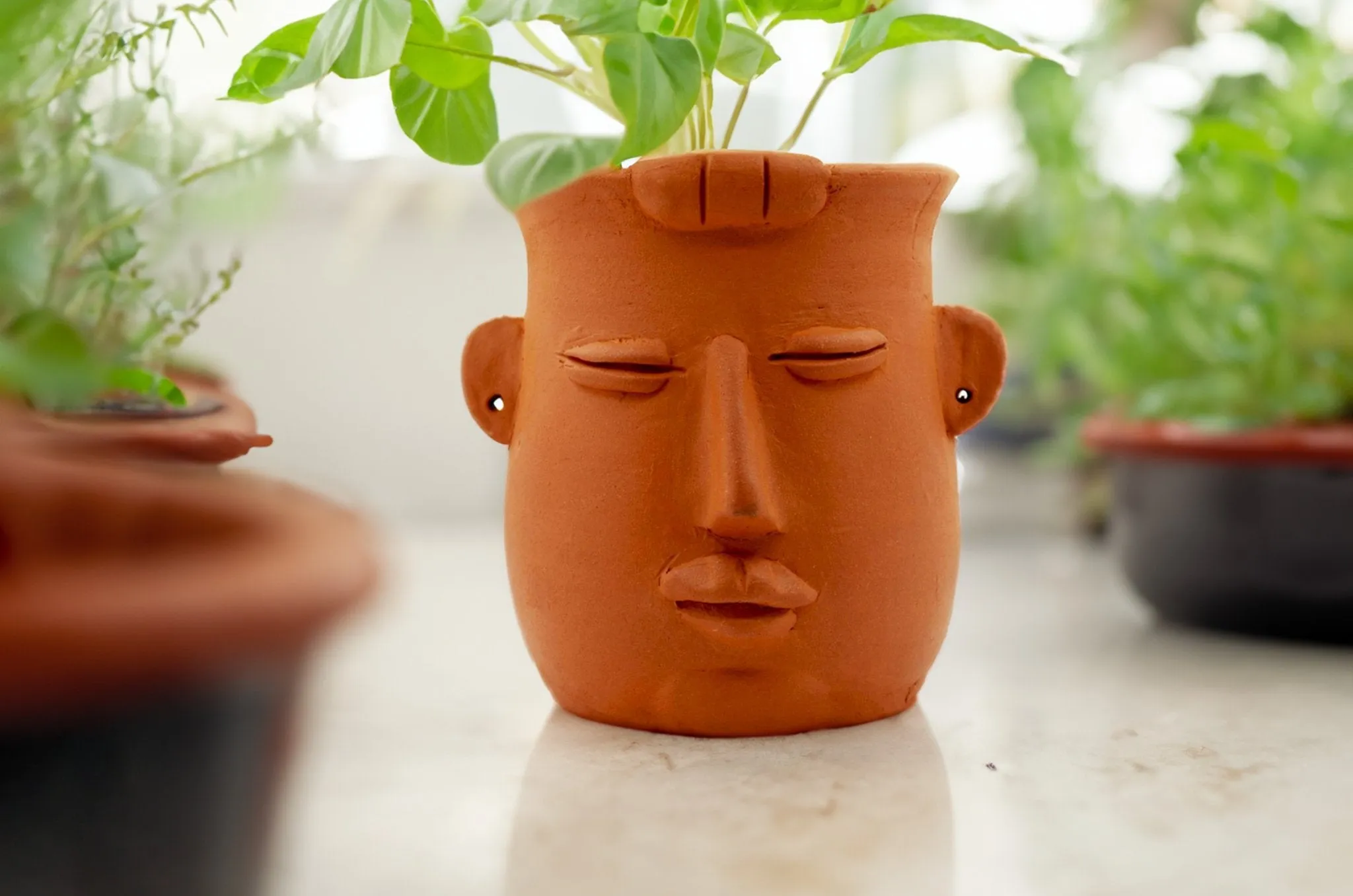 Handmade Terracotta Table Top Planter Baby Face