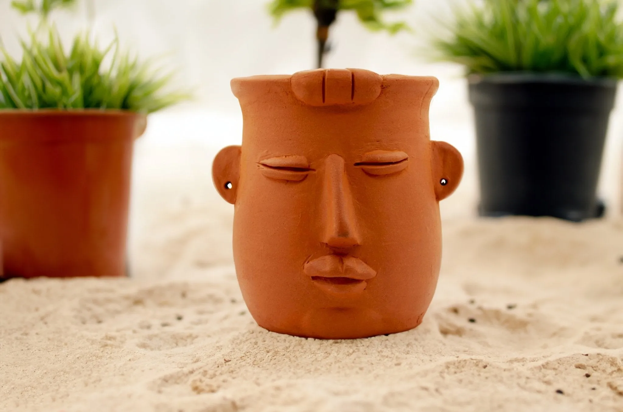 Handmade Terracotta Table Top Planter Baby Face