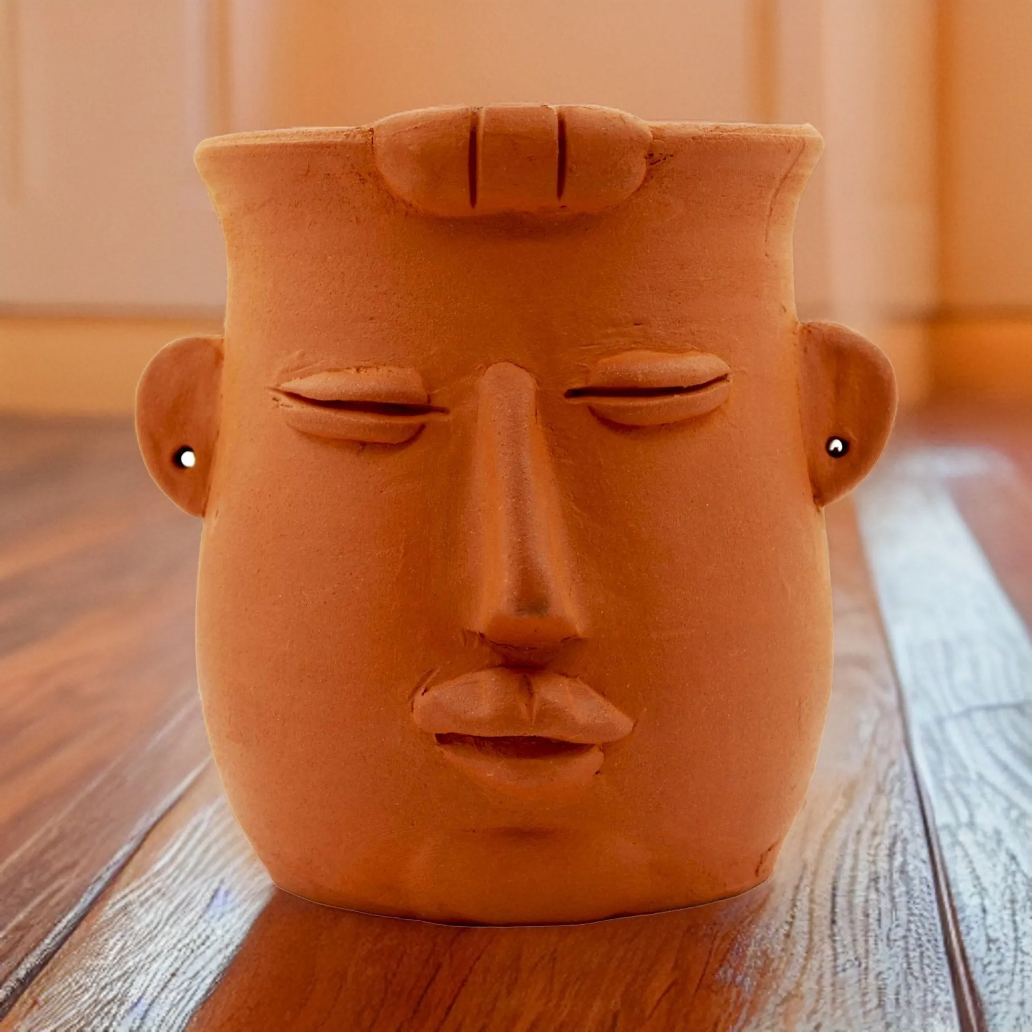 Handmade Terracotta Table Top Planter Baby Face