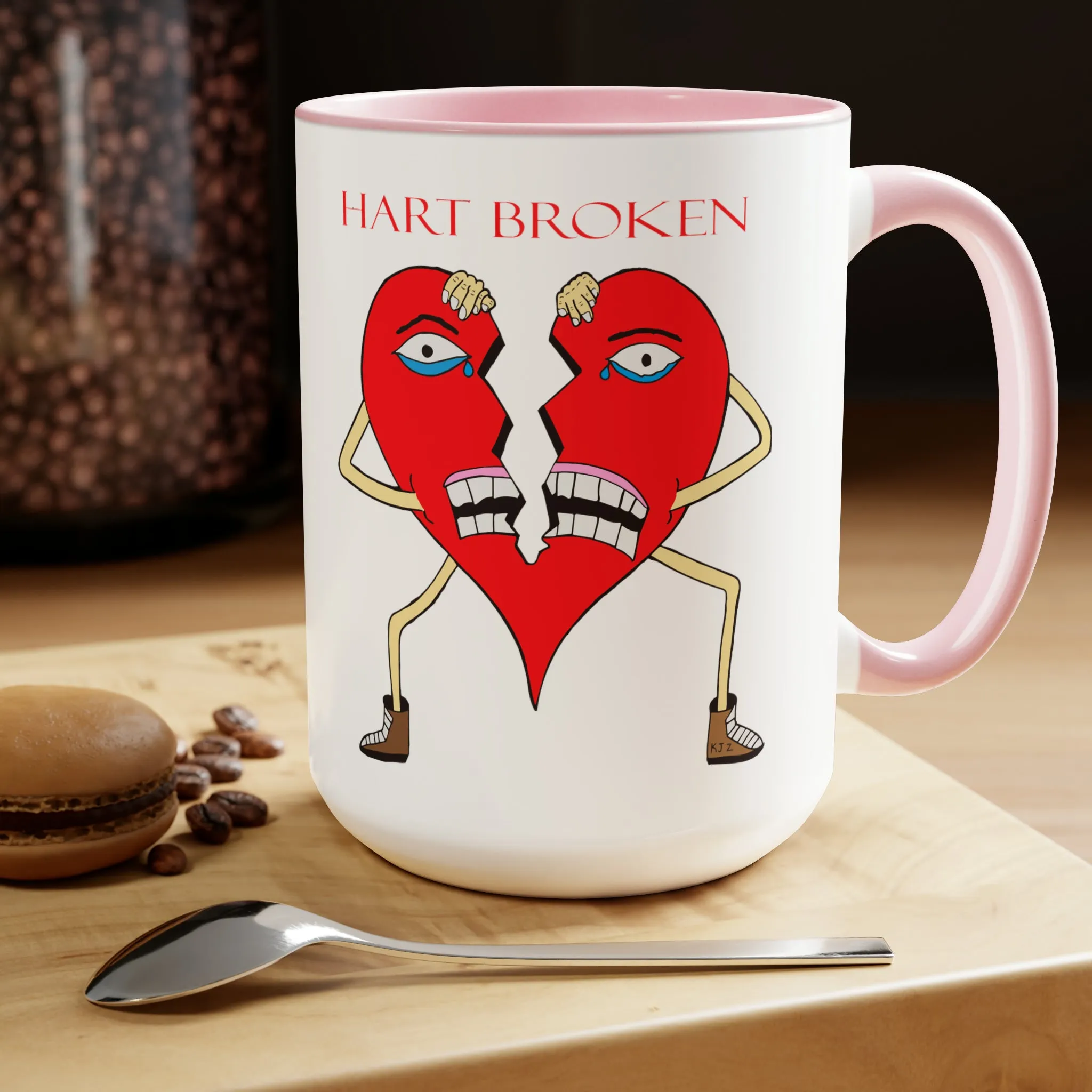 Heart Broken Two-Tone Coffee Mugs, 15oz