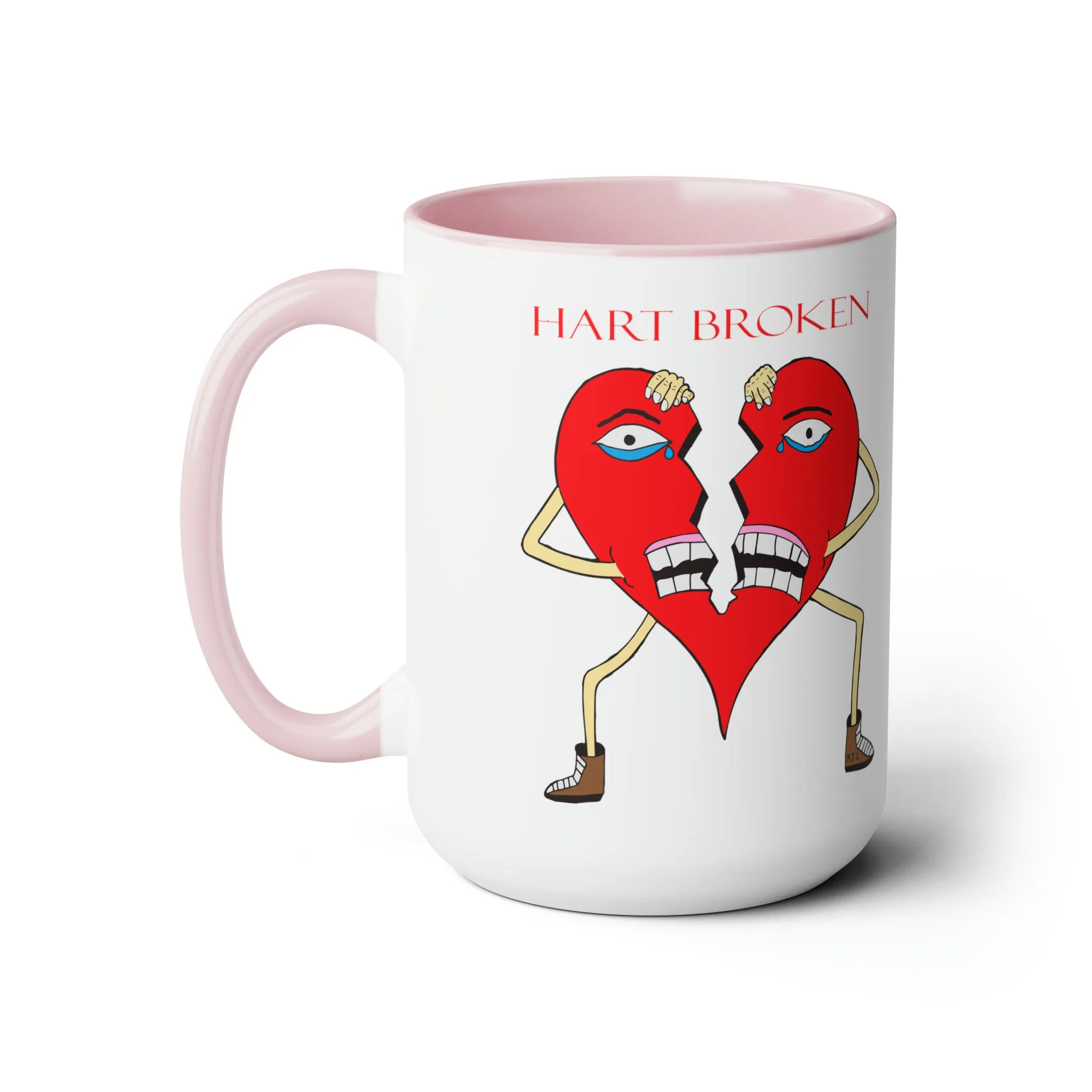 Heart Broken Two-Tone Coffee Mugs, 15oz