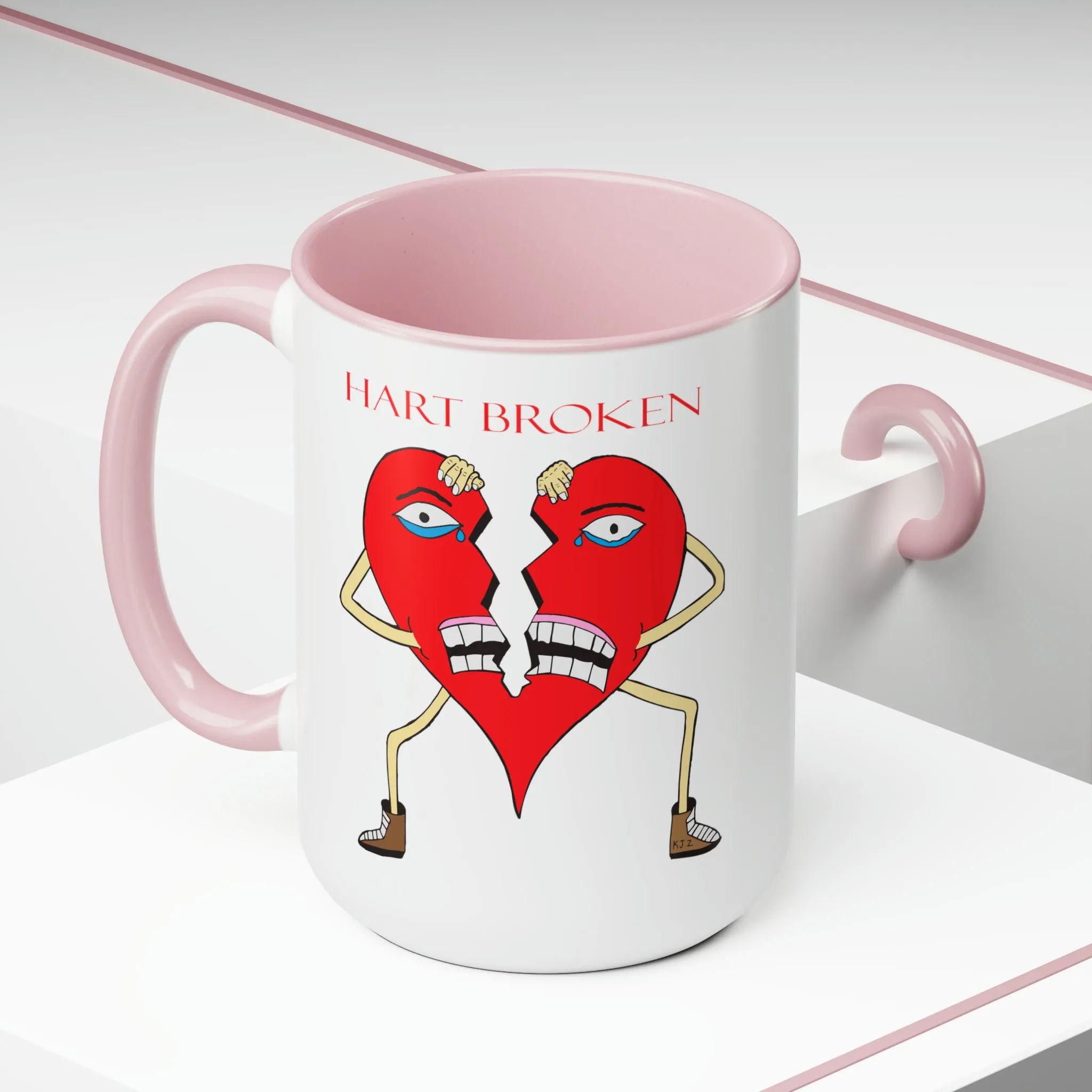 Heart Broken Two-Tone Coffee Mugs, 15oz