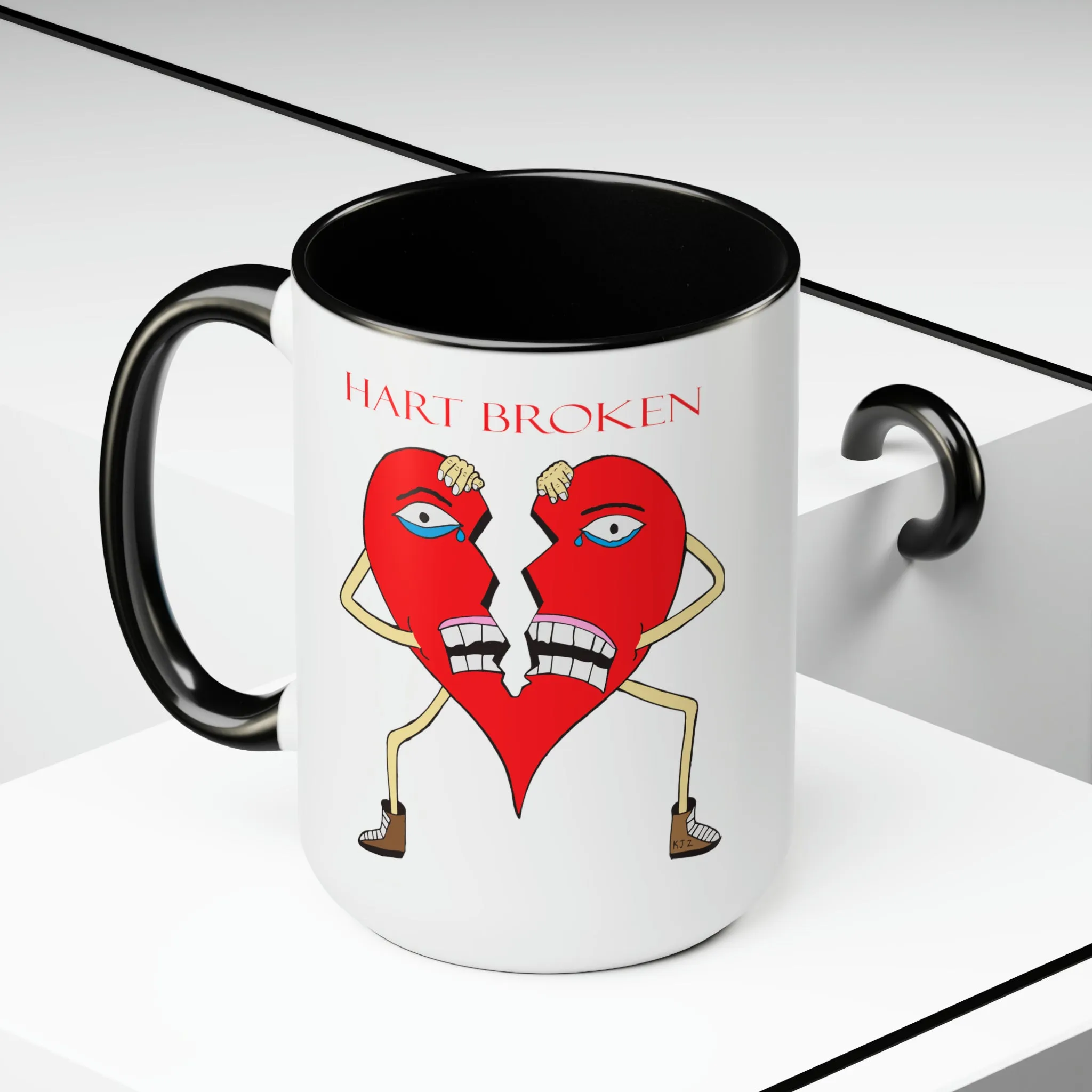 Heart Broken Two-Tone Coffee Mugs, 15oz