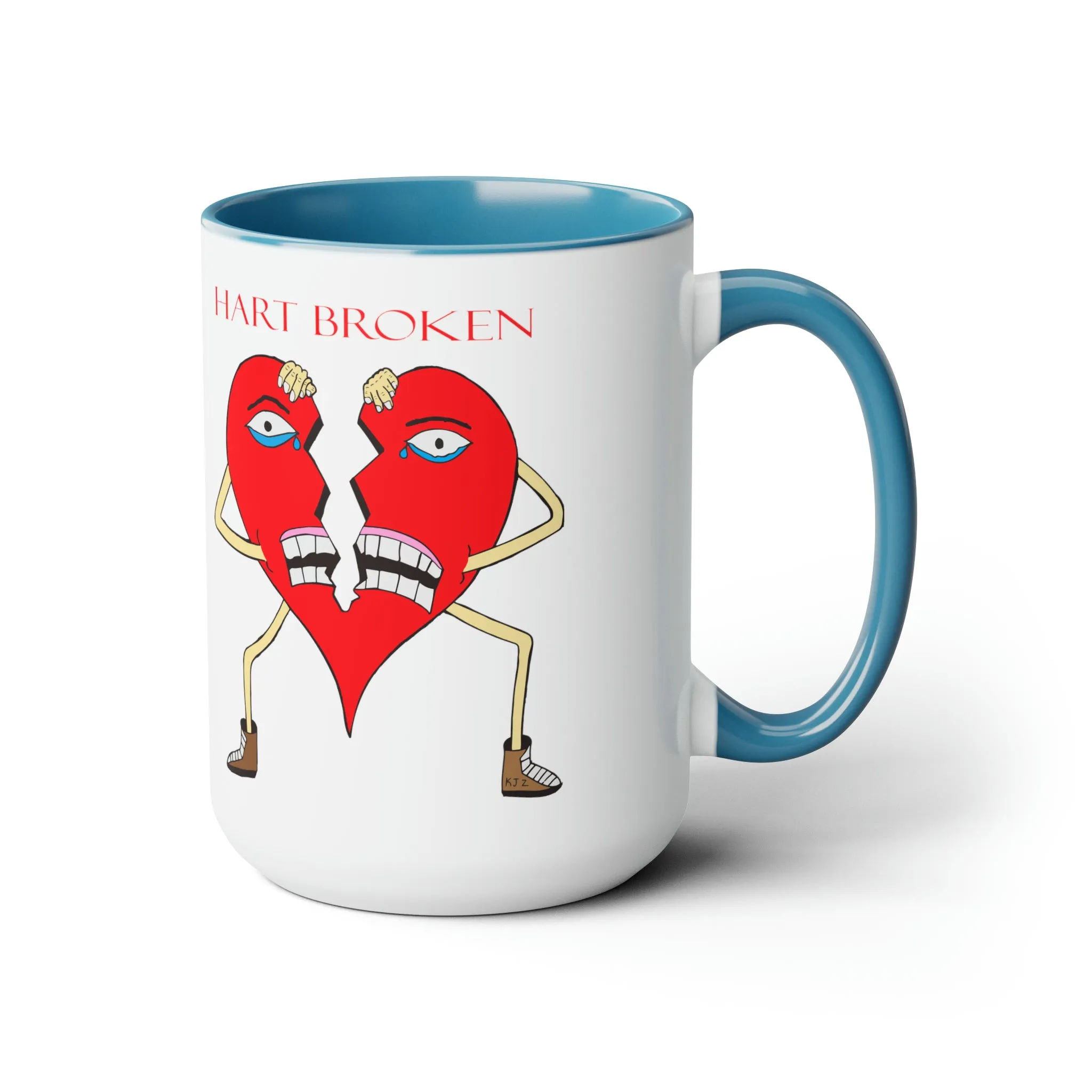 Heart Broken Two-Tone Coffee Mugs, 15oz