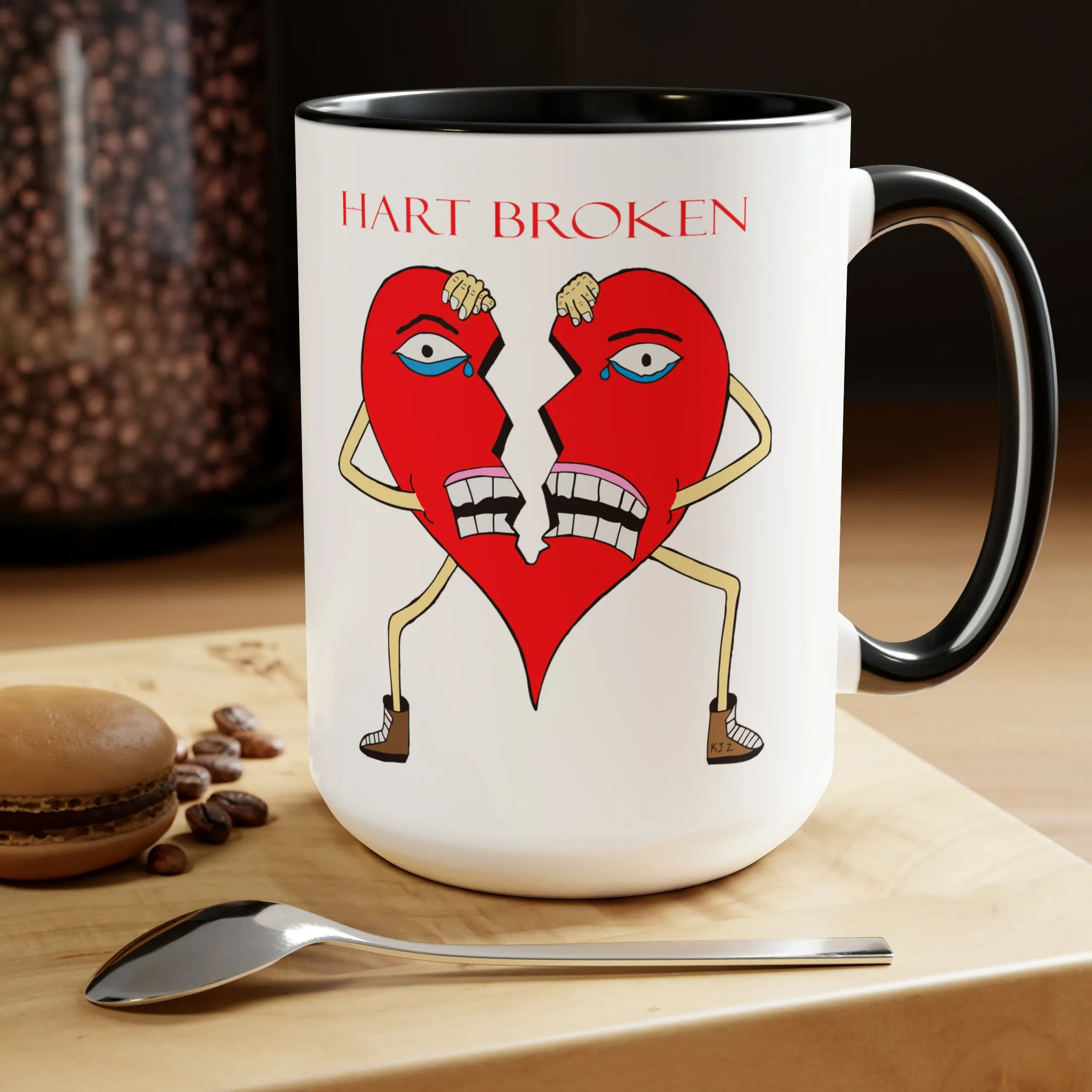 Heart Broken Two-Tone Coffee Mugs, 15oz