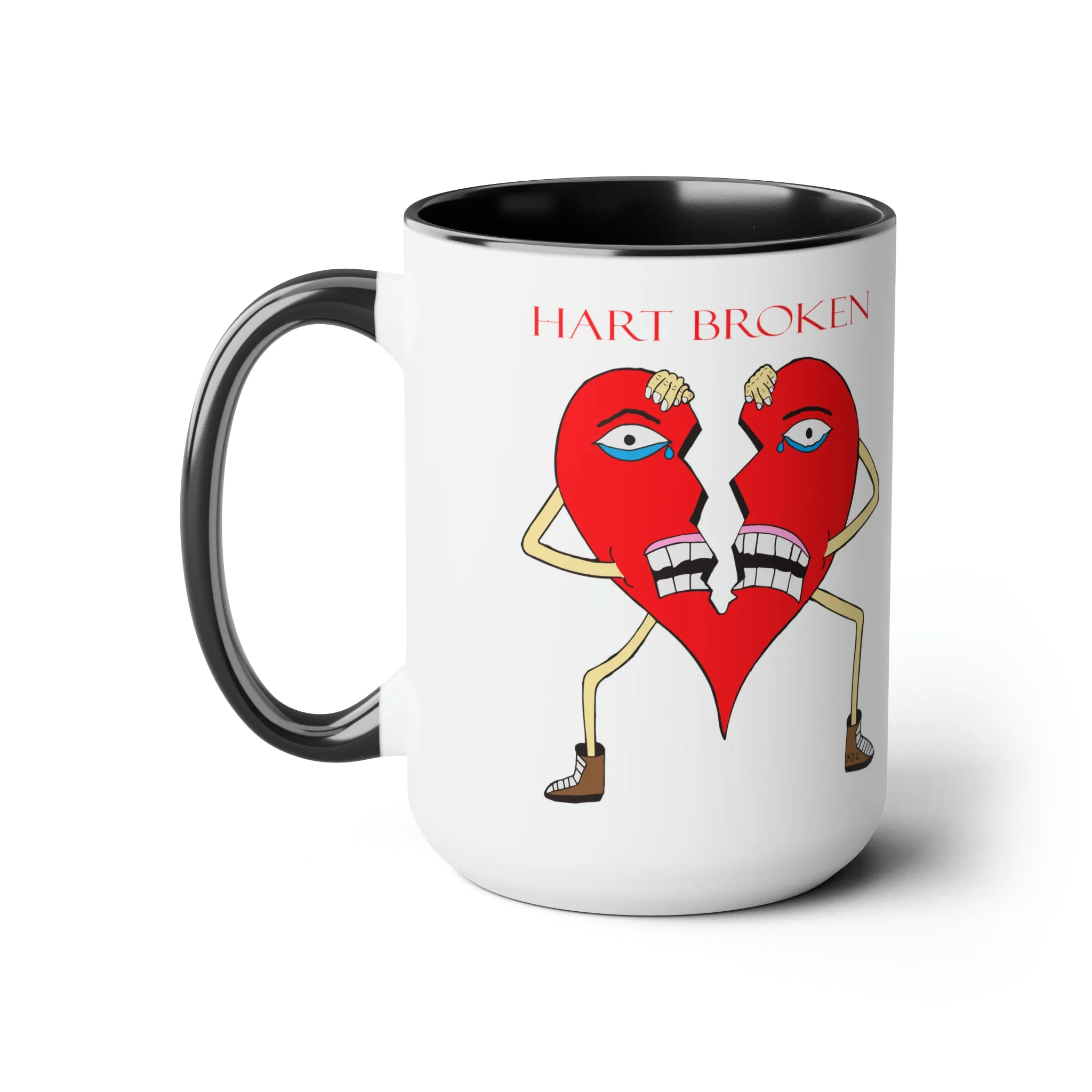 Heart Broken Two-Tone Coffee Mugs, 15oz