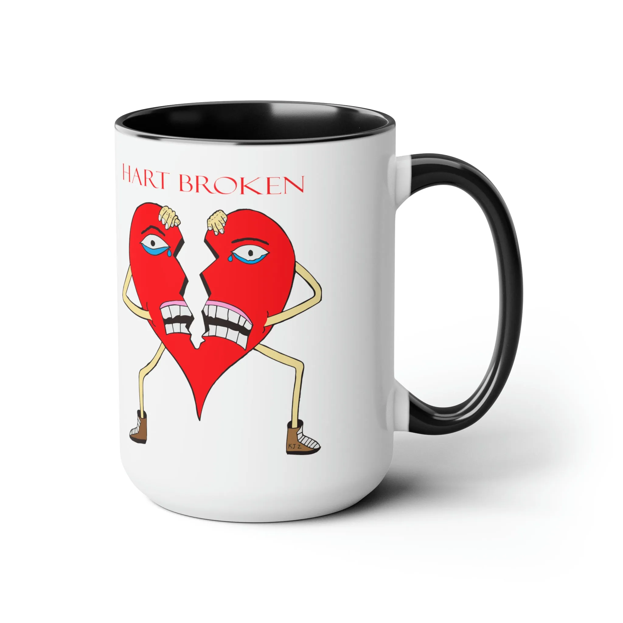 Heart Broken Two-Tone Coffee Mugs, 15oz