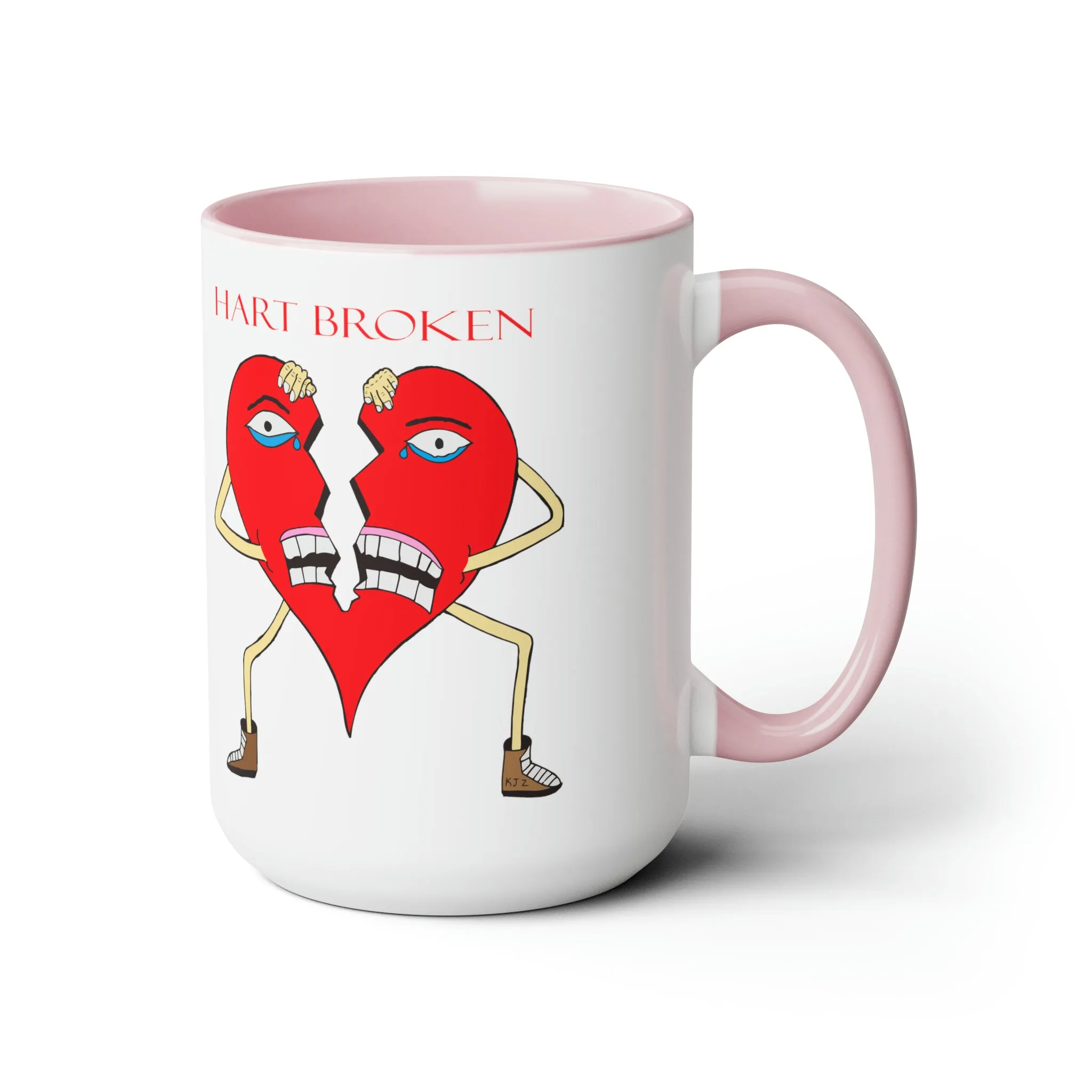 Heart Broken Two-Tone Coffee Mugs, 15oz