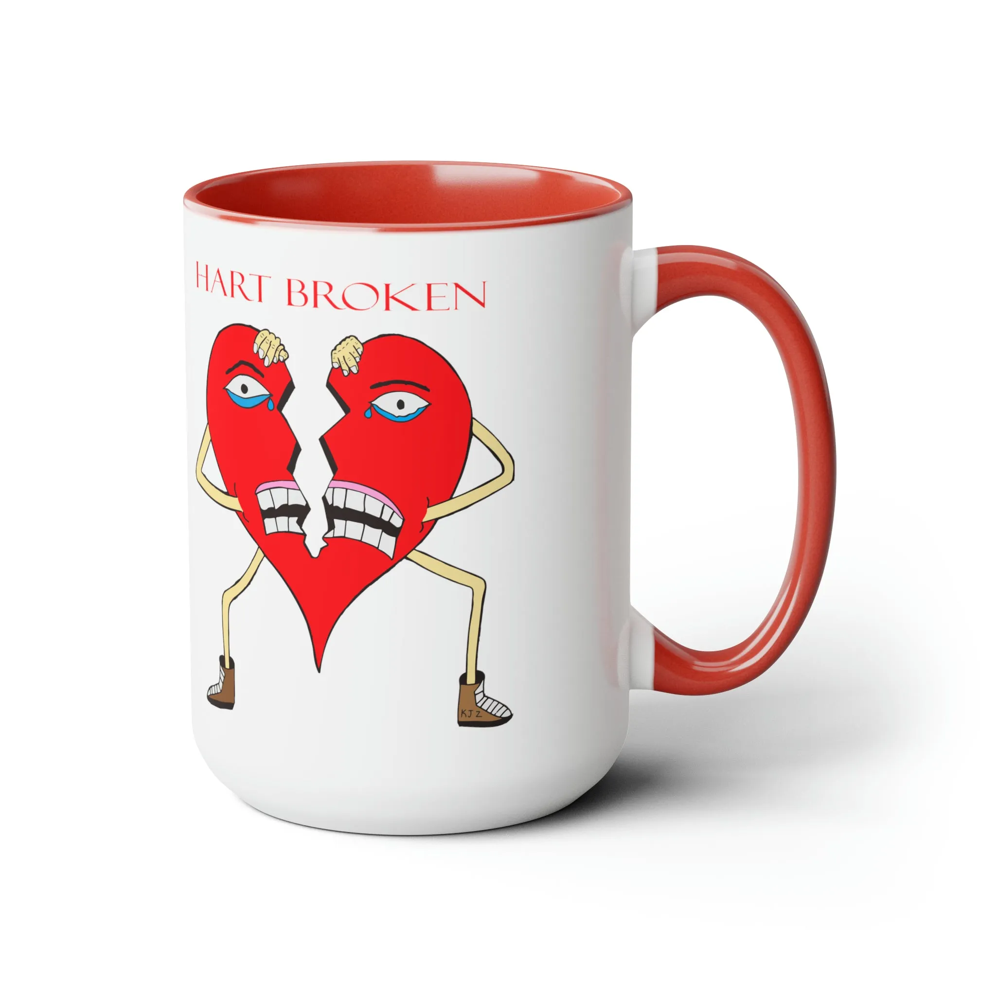 Heart Broken Two-Tone Coffee Mugs, 15oz