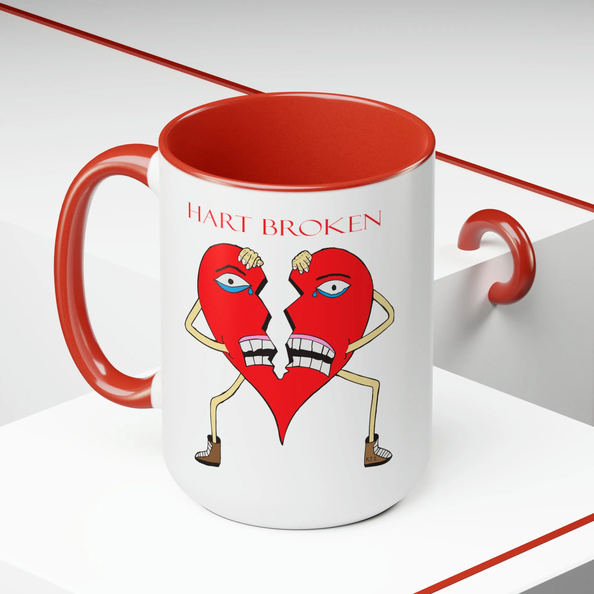 Heart Broken Two-Tone Coffee Mugs, 15oz