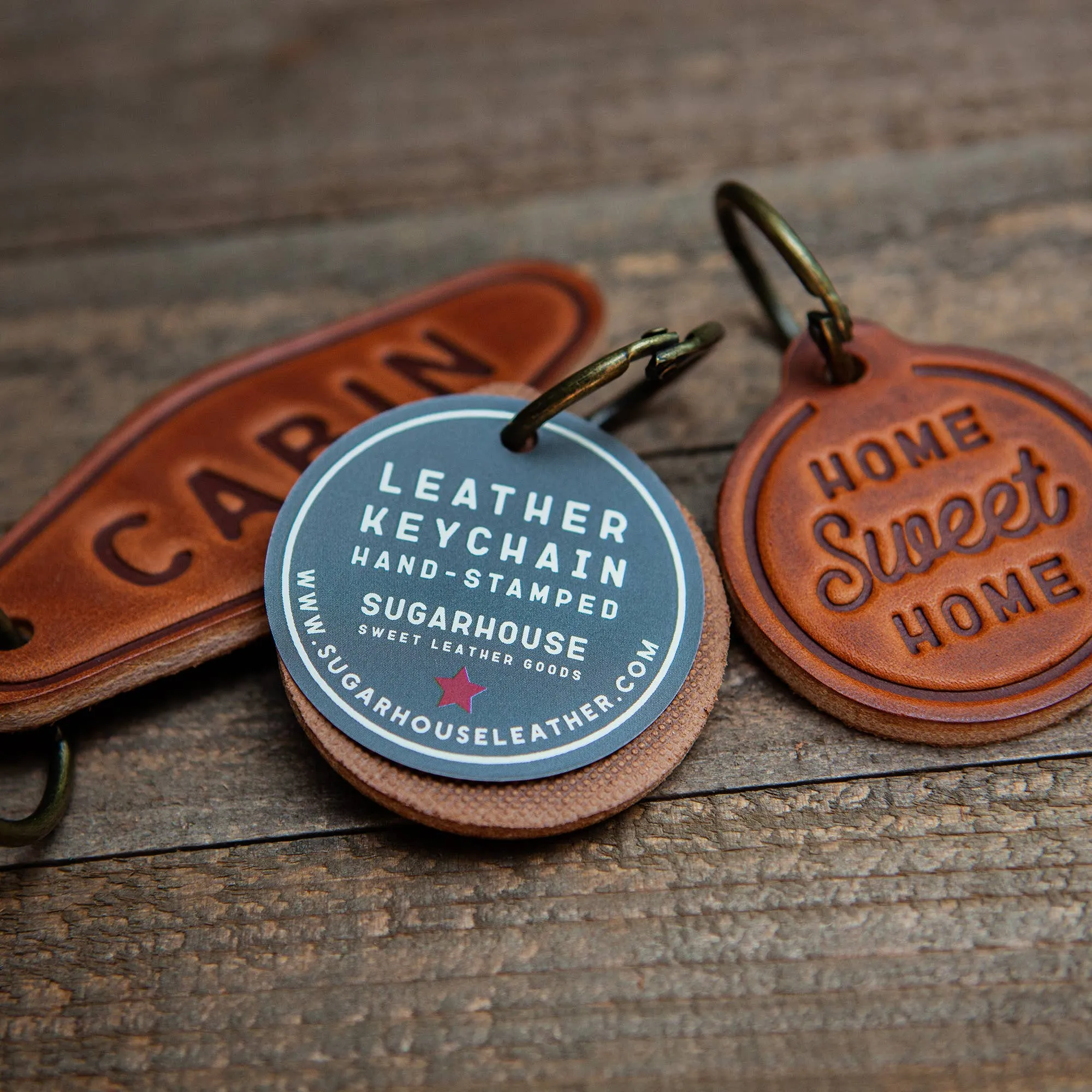 Home Sweet Home Leather Keychain Motel Style