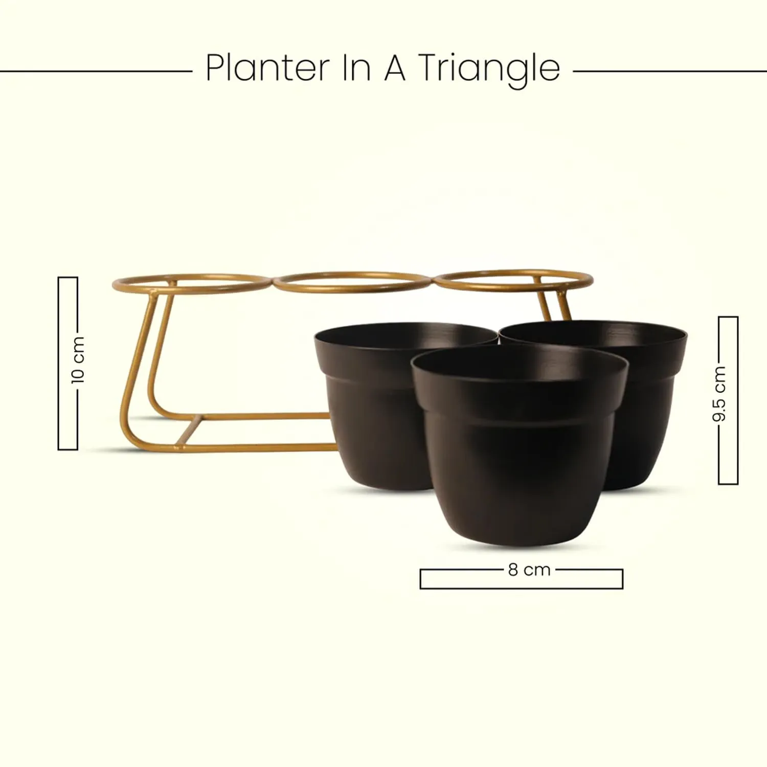 Homestic Planter|Flower Pot for Indoor|Decorative Planter Basket|Home Décor Flowers Pot|Flower Planter for Office Décor|Balcony Flower Pot|3 Planter with Golden Stand|1129-A|Black