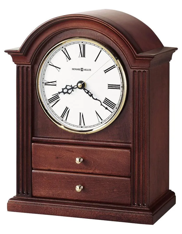 Howard Miller Kayla Jewelry Box Mantel Clock - Windsor Cherry -  Off White Dial