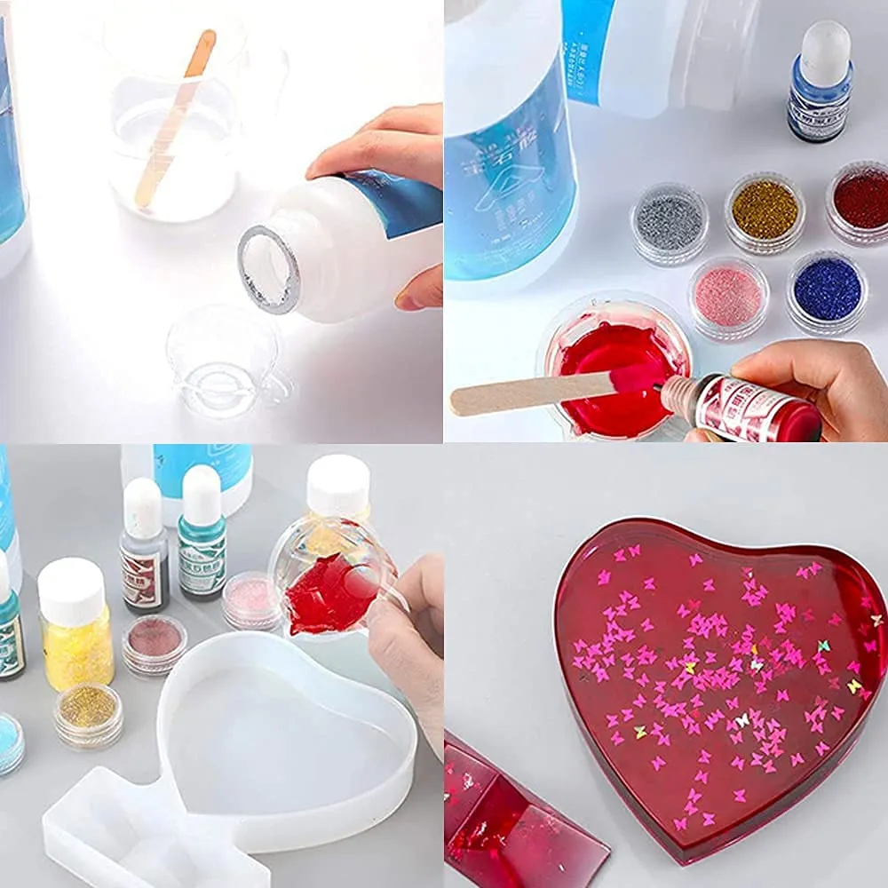 INOG 2 Pcs Resin Molds Square & Heart Shape Silicone Photo Frame Mold, DIY Personalized Photo Silicone Tool, for Making Souvenir Handmade Crafts Home Decoration Child Souvenir, Home Decoration