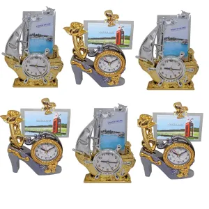 IYAAN Set of 6 Ship Design Table Clock with Photo Frame for Kids Table Clock with Photo Frame Multicolor 45 Grams Pack of 1