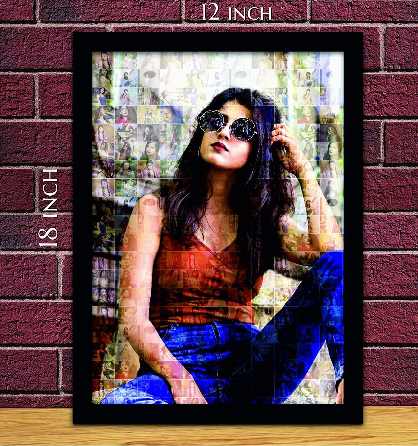 KAMAKU FRAMES II Mosaic Photo Frame (12 inch X 18 inch,) Get Your Personalise Black Frame with Mosaic Photos II Photo Safety with Acrylic Glass ,Wall Mount