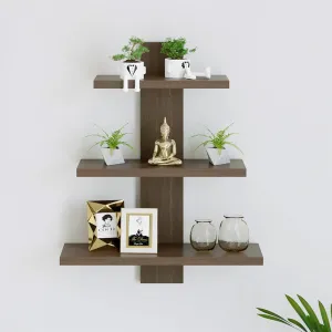 Kuber Industries Durable Wooden Tree Shape Ready to Assemble Book Wall Mount Wooden Wall Shelf for Bedroom & Living Room | Furniture Wall Hanging Rack Shelf for Decor | Brown