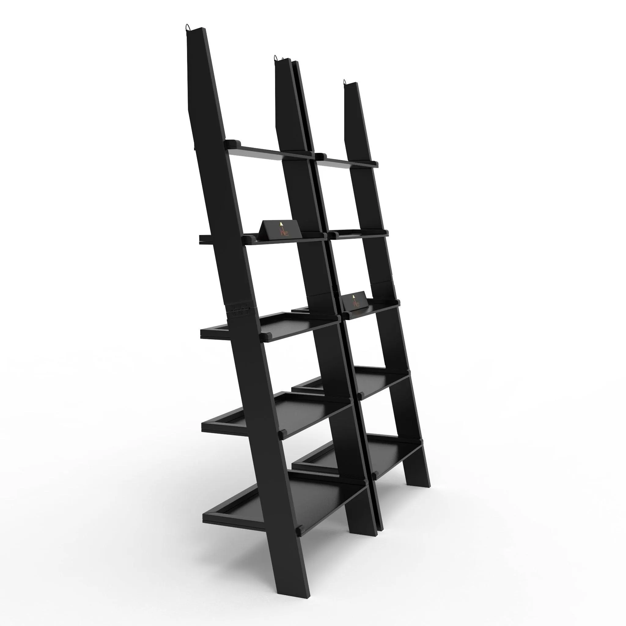 Leaning Bookcase Ladder and Room Organizer Engineered Wood Wall Shelf -Set of 2