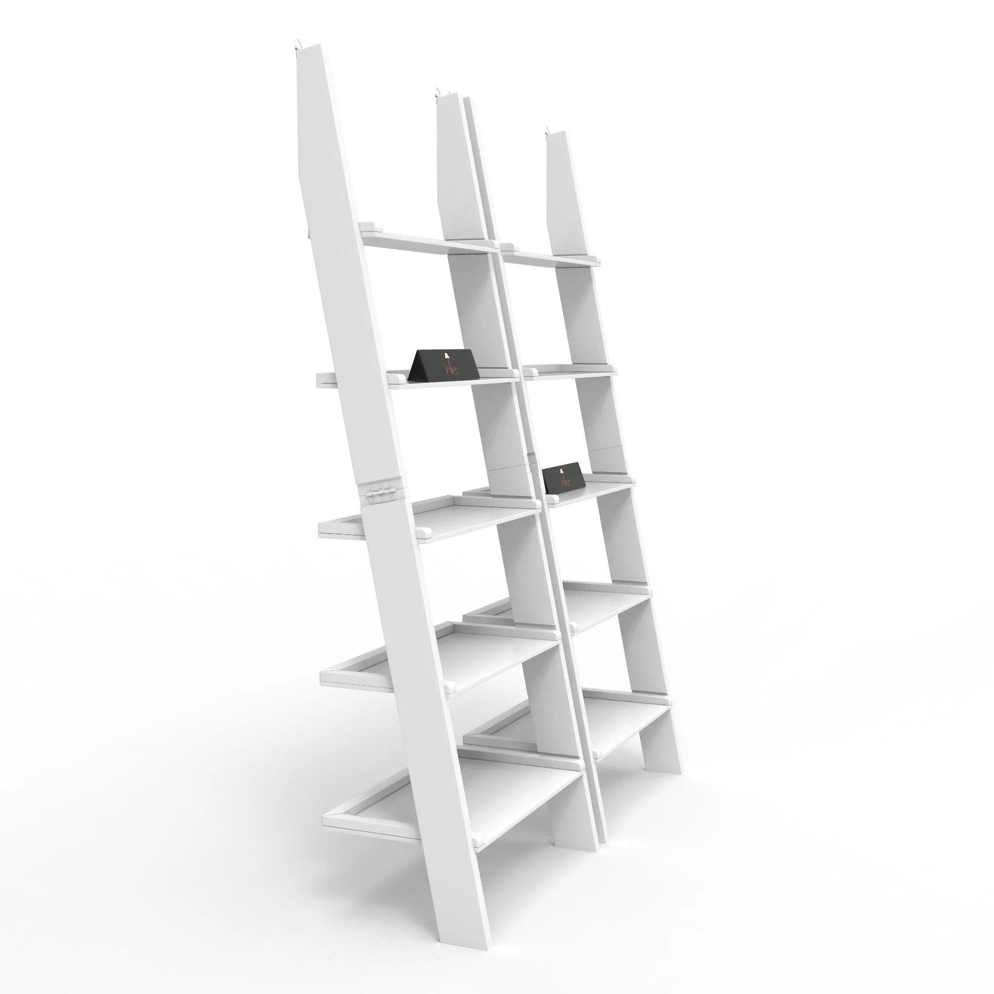 Leaning Bookcase Ladder and Room Organizer Engineered Wood Wall Shelf -Set of 2