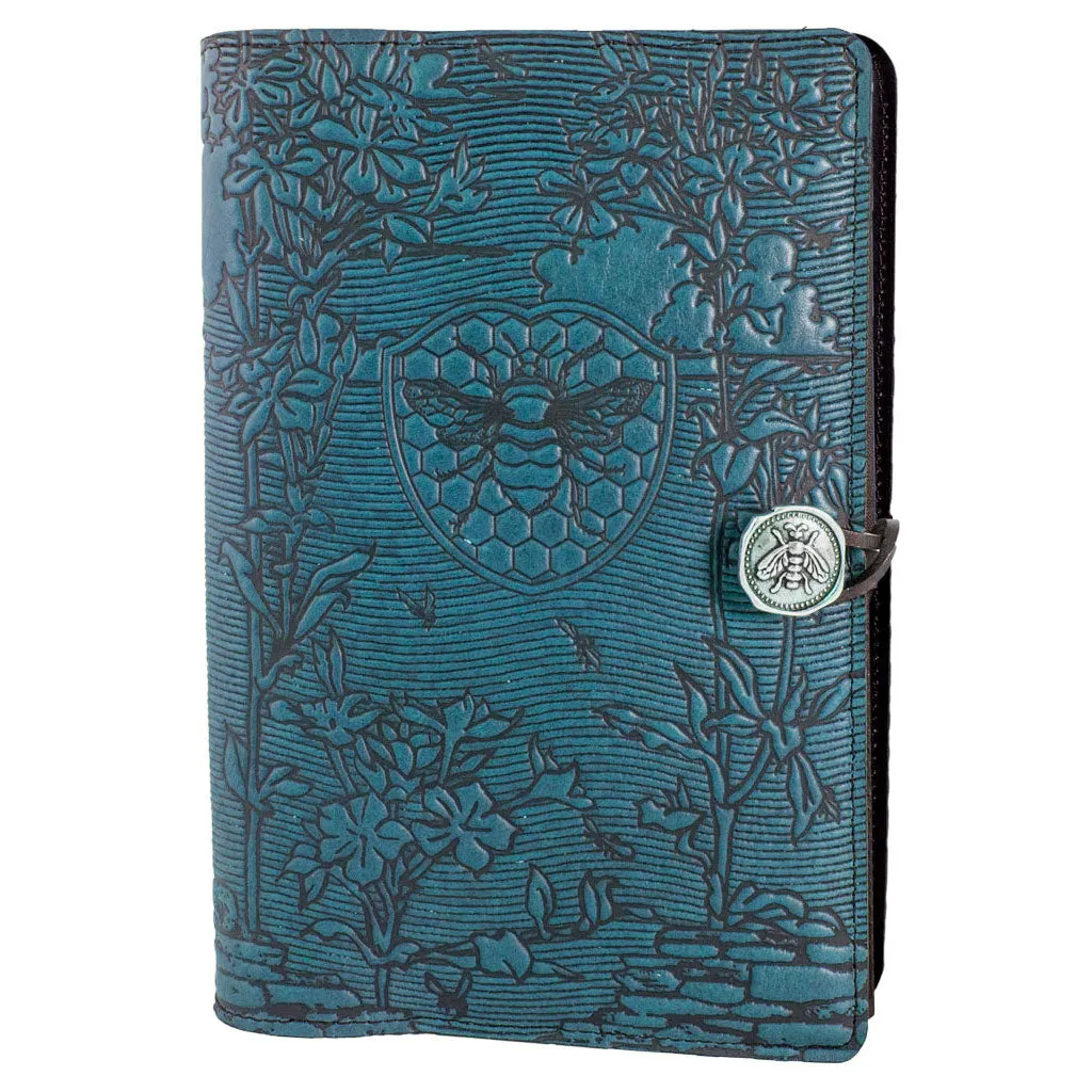 Leather Refillable Journal Notebook, Bee Garden