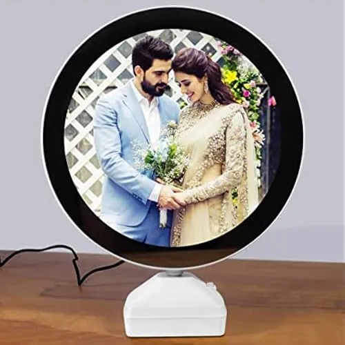 LITTLEMORE Little More Magic Mirror with Photo/Plastic 20x25 cm Round Shape/Photo Visible When Light On 01