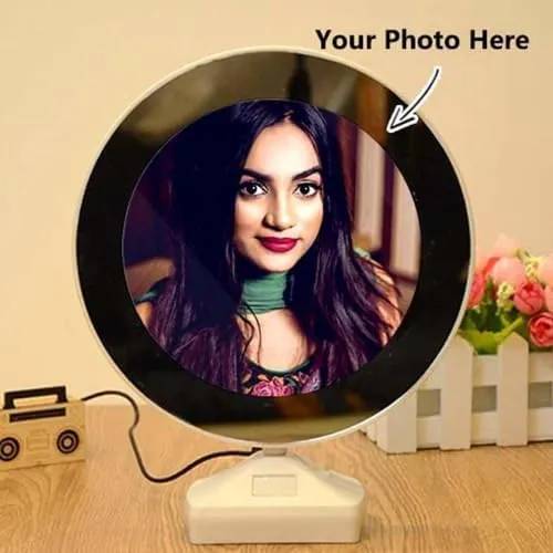 LITTLEMORE Little More Magic Mirror with Photo/Plastic 20x25 cm Round Shape/Photo Visible When Light On 01